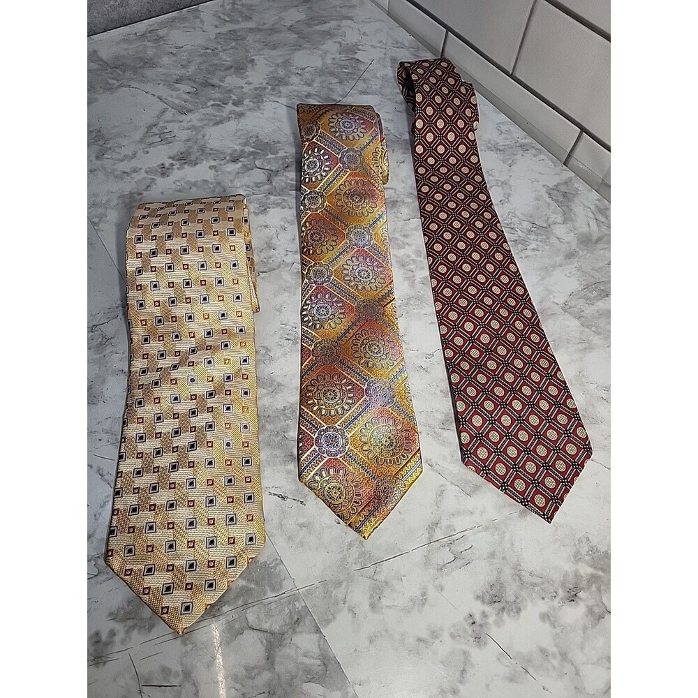 Lot Of 3 Men’s Colorful Neckties Business Church Party Wedding Dressy Handmade - Picture 1 of 4